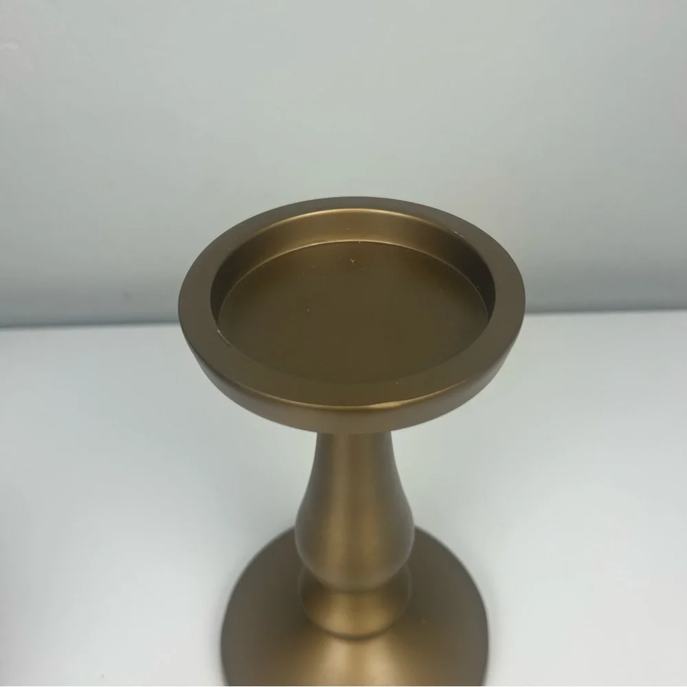 Ikea set of two gold pillar candle holders 8.5 inches